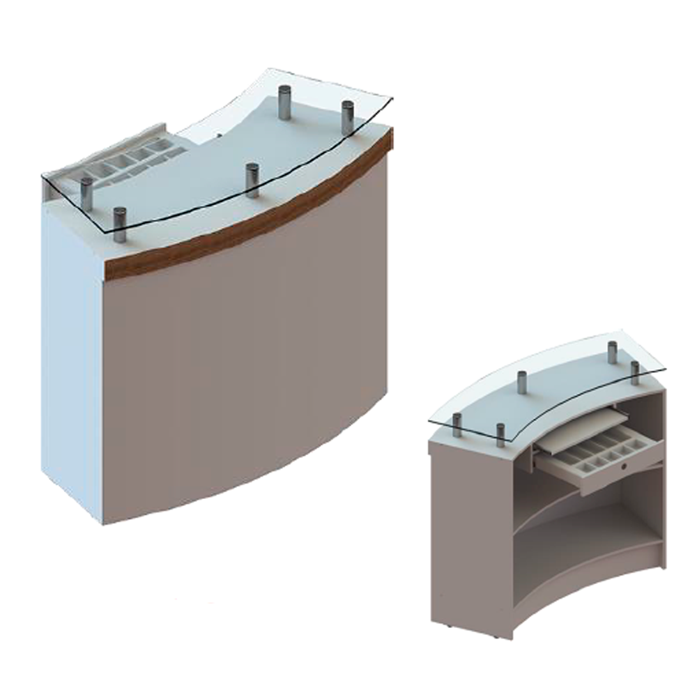 Balcao Curvo Em Mdf Com Vidro Tubolight 8854